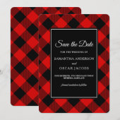 Rot und Schwarz Buffalo Karo Save The Date (Vorne/Hinten)