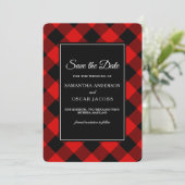 Rot und Schwarz Buffalo Karo Save The Date (Stehend Vorderseite)