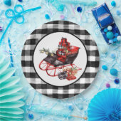 Rot und Schwarz Buffalo Karo Schlitten und Packung Pappteller (Party)