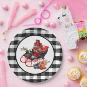 Rot und Schwarz Buffalo Karo Schlitten und Packung Pappteller (Party)