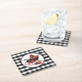 Rot und Schwarz Buffalo Karo Schlitten und Packung Rechteckiger Pappuntersetzer (Vor Ort)