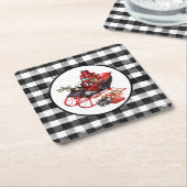 Rot und Schwarz Buffalo Karo Schlitten und Packung Rechteckiger Pappuntersetzer (angewinkelt)