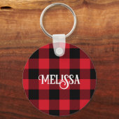 Rot und Schwarz Buffalo Karo Urlaub Spaß Schlüsselanhänger (Vorderseite)
