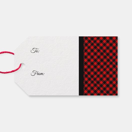 Rot und Schwarz Buffalo Karo Weihnachten Geschenkanhänger (Rückseite Horizontal)