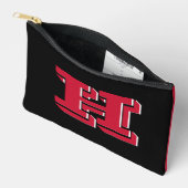 Rot und Schwarz College-Stil Initialen-Monogramm Zubehörtasche (Offen)