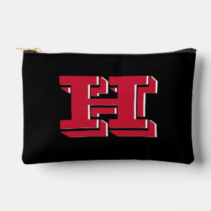 Rot und Schwarz College-Stil Initialen-Monogramm Zubehörtasche