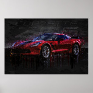 Rot und Schwarz Corvette Z06 Poster