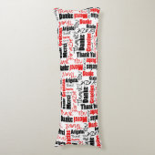 Rot und Schwarz DANK IHNEN Word Cloud Seitenschläferkissen (Vorderseite Vertikal)