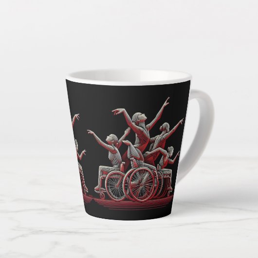 Rot und Schwarz Design 12 oz Latte Tasse (Rechte Ecke)