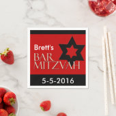 Rot und Schwarz Designer Bar Mitzvah Napkins Serviette (Beispiel)