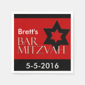 Rot und Schwarz Designer Bar Mitzvah Napkins Serviette (Vorderseite)