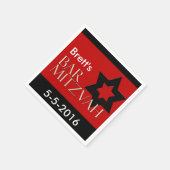 Rot und Schwarz Designer Bar Mitzvah Napkins Serviette (Ecke)