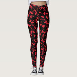 Rot und Schwarz Dunkles Ästhetisches Schädelmuster Leggings