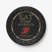 Rot und Schwarz - essen, trinken und Verheiratet s Pappteller (Vorderseite)