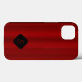 Rot und schwarz, feine Streifen, monogramm Case-Mate iPhone Hülle (Rückseite (Horizontal))