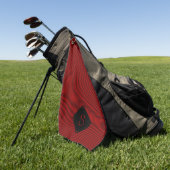 Rot und schwarz, feine Streifen, monogramm Golfhandtuch (Gras)