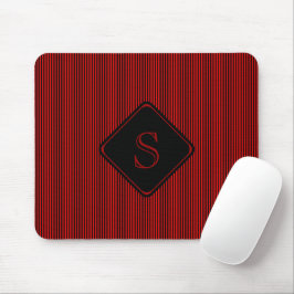 Rot und schwarz, feine Streifen, monogramm Mousepad