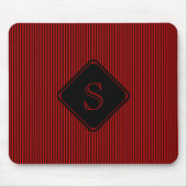 Rot und schwarz, feine Streifen, monogramm Mousepad (Vorne)