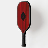 Rot und schwarz, feine Streifen, monogramm Pickleball Schläger (Links)