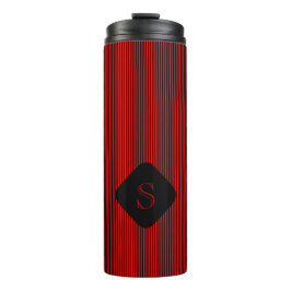 Rot und schwarz, feine Streifen, monogramm Thermosbecher