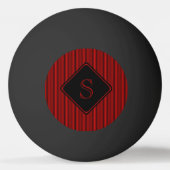 Rot und schwarz, feine Streifen, monogramm Tischtennisball (Vorderseite)