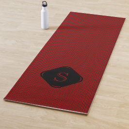 Rot und schwarz, feine Streifen, monogramm Yogamatte