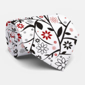 Rot und Schwarz floral Krawatte (Gerollt)