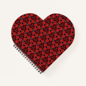 Rot und Schwarz Floral Show Heart Shaped Notebook Notizblock (Vorderseite)