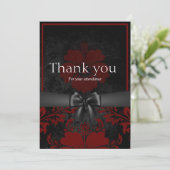 Rot und schwarz florale danke Karte (Stehend Vorderseite)