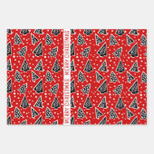 Rot und Schwarz Frohe Weihnachtsbäume Urlaub Geschenkpapier Set (Vorderseite 2)