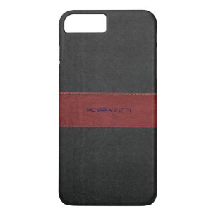 Rot und Schwarz genähtes Vintage-Leder iPhone 8 Plus/7 Plus Hülle