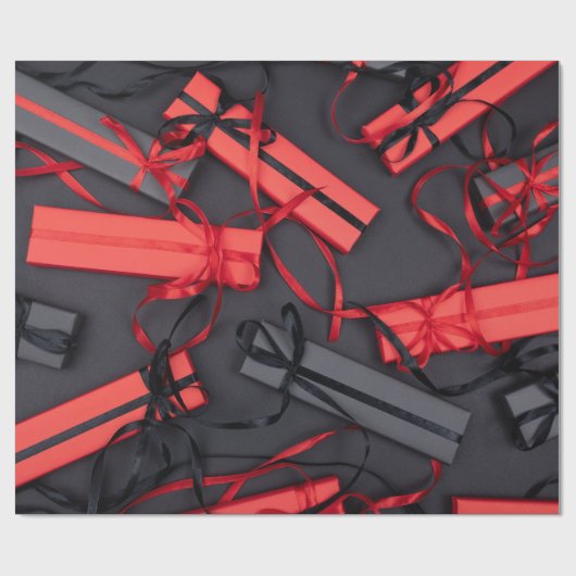 Rot und Schwarz Geschenkpapier (Flach)