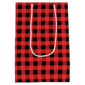 Rot und Schwarz Gingham Frohe Weihnachten Mittlere Geschenktüte (Rückseite)