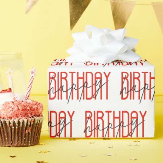 Rot und Schwarz glücklich Geburtstag Geschenkpapier (Geburtstagsparty)