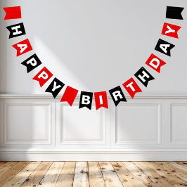 Rot und Schwarz glücklich Geburtstag Wimpelkette