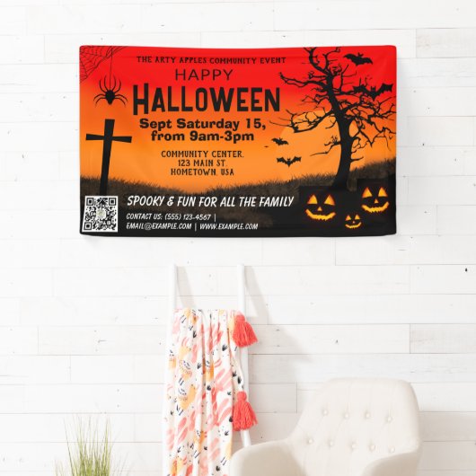 Rot und Schwarz glücklicher Halloween Banner qr Co (Insitu)