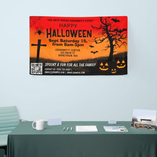 Rot und Schwarz glücklicher Halloween Banner qr Co (Messeveranstaltung)