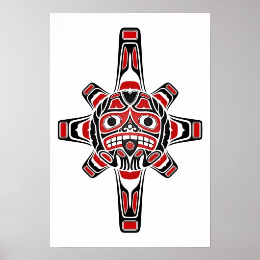 Rot und Schwarz Haida Sonnenmaske auf Weiß Poster (Vorne)