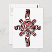 Rot und Schwarz Haida Sonnenmaske auf Weiß Postkarte (Vorne/Hinten)