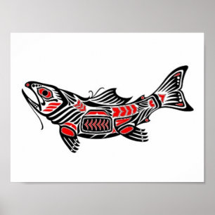 Rot und Schwarz Haida Spirit Fish Poster