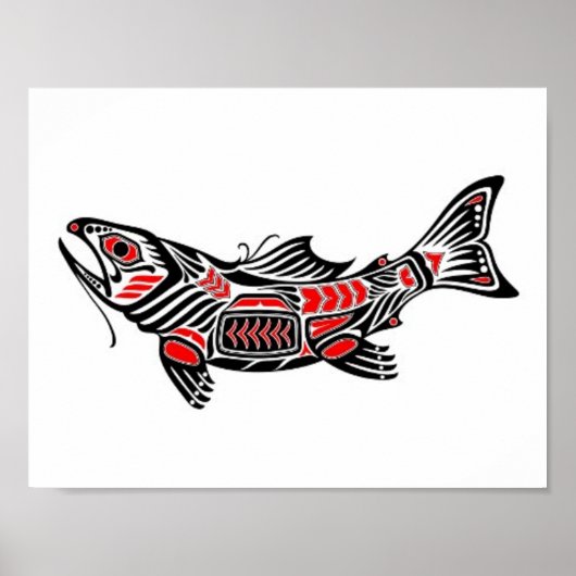 Rot und Schwarz Haida Spirit Fish Poster (Vorne)