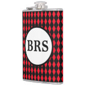 Rot und Schwarz Harlequin Anpassbare Monogramm Flachmann (Links)