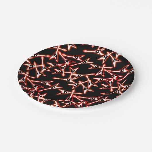 Rot und Schwarz Heavy Metal Electric Gitarren Must Pappteller (Schrägansicht)