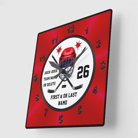 Rot und Schwarz, Hockey-Uhr, Hockey-Wall-Decke Quadratische Wanduhr (Winkel)