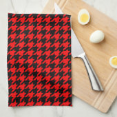 Rot und Schwarz Houndstooth Karo Geschirrtuch (Viertel Falte)