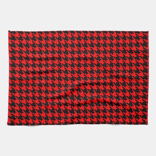 Rot und Schwarz Houndstooth Karo Geschirrtuch (Horizontal)