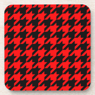 Rot und Schwarz Houndstooth Karo Getränkeuntersetzer