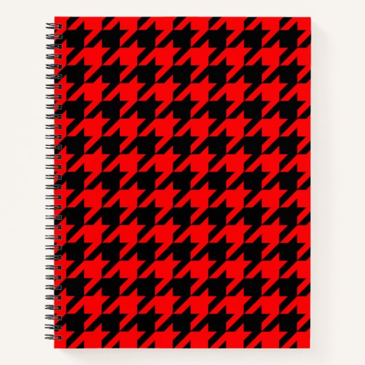 Rot und Schwarz Houndstooth Karo Notizblock (Vorderseite)