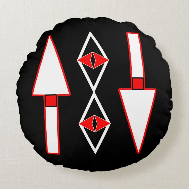 Rot und Schwarz,Inspiration für Trend Rundes Kissen (Vorderseite)
