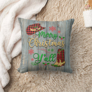 Rot und Schwarz Kariert Cowgirl Weihnachtskissen Kissen